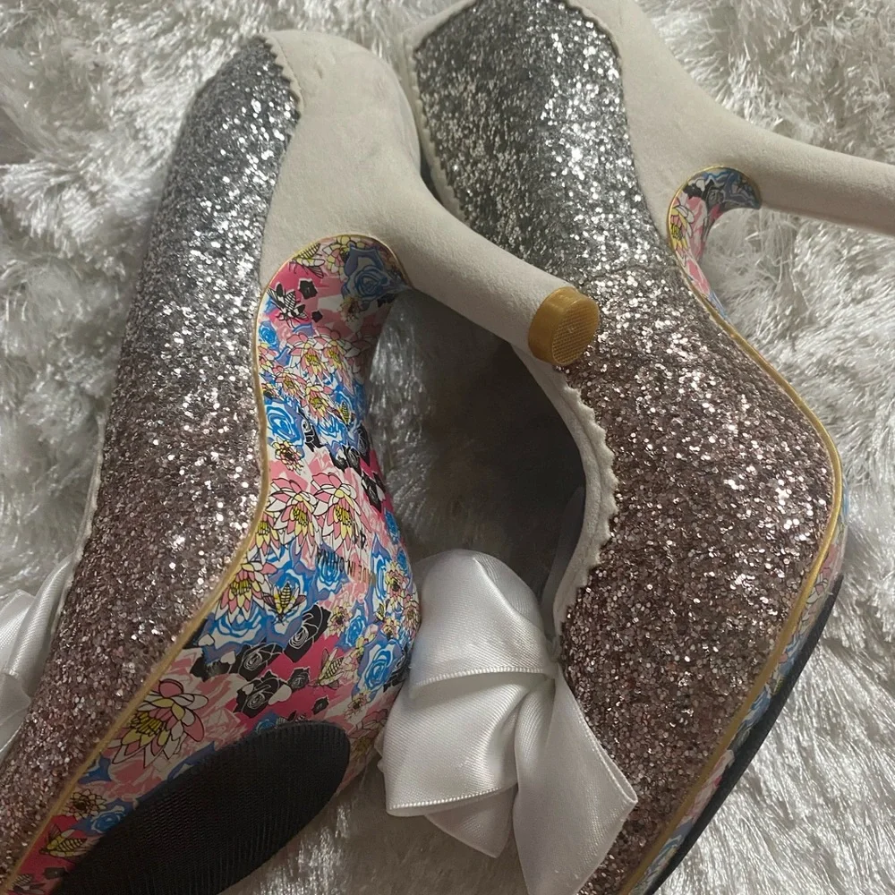 IRREGULAR CHOICE Women’s Ombre Glitter Bow Heels